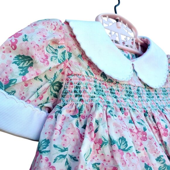 Vintage 80s Laura Ashley Baby Dress Smocked Pink with Pants NWOT 12 to 18 Mo - Picture 4 of 10
